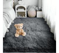 QINLIGAO Rug Shaggy 240 x 240 cm Thick Pile Non Shedding Fluffy Shaggy Super Soft Non Slip Rug Luxury for Living Room, Bedroom, Dining Room, and Home Office, Dark Grey