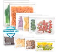 Qinline Reusable Food Storage Bags - 10 Pack Freezer Bags, Reusable Bags , Extra Thick Leakproof Reusable Lunch Bag for Salad Fruit Snack Travel - 2 Gallon 4 Sandwich 4 Snack Bags