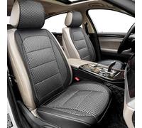 Qinlive 2 Pieces Ventilated Cooling Car Seat Covers for Summer, 3D Air Mesh Breathable Leather Front Seat Protector with Storage Bag, Universal Fit, Non-Slip Seat Cushion for Car