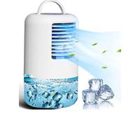 Qinmay Portable Air Conditioner Touch Screen with 7 Colors Night Light, 16.90oz (500ml) Water Tank Capacity, Personal Space Timed Air Cooler Humidifier Misting Fan for Office Room, White