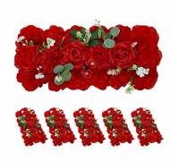 QinmiGarden Artificial Flower Arch 6 Pack Red Floral Swags for Wedding Décor, Elegant Faux Flowers Arrangement for Archways Party Backdrop, Home Wall Decoration and Table Centerpieces