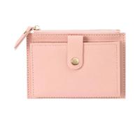 QINNIE Wallets 2 Pcs Mini Leather Coin Purse, Leather Card Holder Change Bag with Zipper Coin Pocket Credit Card Holder-Pink