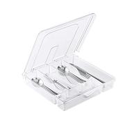 QINOL Silverware Tray with Lid, Utensil Drawer Organizer for Kitchen Countertop Plastic Flatware Organizers and Storage holder 5 Compartments