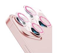 QINOUK Camera Lens Protector for iPhone 14/iPhone 14 Max,[2-Pack] HD Clear Tempered Glass Lens Protective Film,Flash Diamond,[Anti-Scratch] for iPhone 14,iPhone 14 Max-Pink