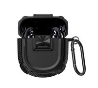QINOUK Case for Bose QuietComfort Earbuds II, [Shockproof] Rugged TPU Protective Case with Carabiner, Full-Body Protection, Compatible with Bose QuietComfort Earbuds II-Black