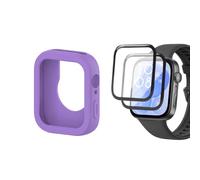 QINOUK Case for Huawei Watch Fit 3, [Anti-drop] Soft Silicone Partial Protection Case, [2 Pack] Protective film, for Huawei Watch Fit 3-Purple