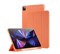 QINOUK Case for iPad Pro 11 2021/2020 with Pencil Holder,Premium PU Ultra Thin Smart Cover with Auto Sleep Wake Feature,[Stand Feature] for Apple iPad Pro 11 Inch 3rd/2nd Generation-Orange