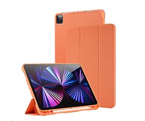 QINOUK Case for iPad Pro 11 2021/2020 with Pencil Holder,Premium PU Ultra Thin Smart Cover with Auto Sleep Wake Feature,[Stand Feature] for Apple iPad Pro 11 Inch 3rd/2nd Generation-Orange