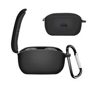 QINOUK Case for JBL Wave 100 TWS, [Shockproof] Soft Silicone Full-Body Protection Case with D Shape Clip, Compatible with JBL Wave 100 TWS [Anti-fingerprint]-Black