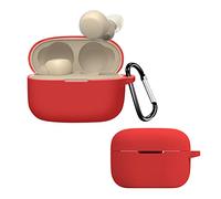 QINOUK Case for Sony LinkBuds S/Sony LinkBuds WF-L900,Dustproof,Shockproof and with D Shape Clip,Premium Soft Silicone Full Protective Case Compatible with Sony LinkBuds S [Front LED Visible]-Red