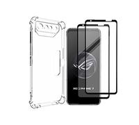 QINOUK Clear Case for Asus ROG Phone 7 Ultimate, [Airbag Protection] Ultra-thin HD Clear, Soft TPU Case with [2-Pack] Tempered Glass Screen Protector for Asus ROG Phone 7 Ultimate
