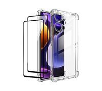 QINOUK Clear Case for Xiaomi Poco F5, [Airbag Protection] Ultra-thin HD Clear Soft TPU Case with [2-Pack] Screen Protector for Xiaomi Poco F5-Clear