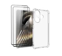 QINOUK Clear Case for Xiaomi Redmi Turbo 3, [Airbag Protection] Ultra-thin HD Clear, Soft TPU Case with [2-Pack] Tempered Glass Screen Protector for Xiaomi Redmi Turbo 3