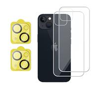 QINOUK for [2+2 Pack] iPhone 14 Plus Screen Protector,[Anti-Scratch] 2 Pack Back Tempered Glass + 2 Pack HD Clear Camera Lens Protective Film,for iPhone 14 Plus