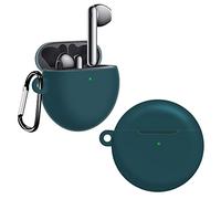 QINOUK for Huawei FreeBuds 4 Case,Dustproof,Shockproof and with D Shape Clip,Premium Soft Silicone Full Protective Case Compatible with Huawei FreeBuds 4 [Front LED Visible]-Green