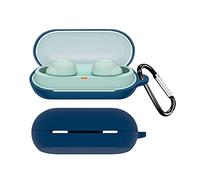 QINOUK for Sony WF-C500 Case,Dustproof,Shockproof and with D Shape Clip,Premium Soft Silicone Full Protective Case Compatible with Sony WF-C500-Blue