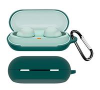 QINOUK for Sony WF-C500 Case,Dustproof,Shockproof and with D Shape Clip,Premium Soft Silicone Full Protective Case Compatible with Sony WF-C500-Green