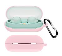 QINOUK for Sony WF-C500 Case,Dustproof,Shockproof and with D Shape Clip,Premium Soft Silicone Full Protective Case Compatible with Sony WF-C500-Pink