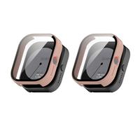 QINOUK Hard PC Case for CMF by Nothing Watch Pro with Built in Tempered Glass, [2-Pack] All Around Anti-Scratch Protective Case Compatible with CMF by Nothing Watch Pro-Pink