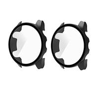 QINOUK Hard PC Case for Garmin Forerunner 265S with Built in Tempered Glass, [2-Pack] All Around Anti-Scratch Protective Case Compatible with Garmin Forerunner 265S-Black