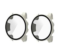 QINOUK Hard PC Case for Garmin Forerunner 965 with Built in Tempered Glass, [2-Pack] All Around Anti-Scratch Protective Case Compatible with Garmin Forerunner 965-White