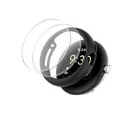 QINOUK Hard PC Case for Google Pixel Watch 3 45mm, Anti-Scratch Partial Protective Thin Case, [2-Pack] Soft Protective film, Bumper Cover Compatible with Google Pixel Watch 3 45mm-Black