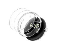 QINOUK Hard PC Case for Google Pixel Watch 3 45mm, Anti-Scratch Partial Protective Thin Case, [2-Pack] Soft Protective film, Bumper Cover Compatible with Google Pixel Watch 3 45mm-Clear