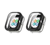 QINOUK Hard PC Case for Honor Choice Haylou Watch with Built in Tempered Glass, [2-Pack] All Around Anti-Scratch Protective Case Compatible with Honor Choice Haylou Watch-Black