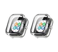 QINOUK Hard PC Case for Honor Choice Haylou Watch with Built in Tempered Glass, [2-Pack] All Around Anti-Scratch Protective Case Compatible with Honor Choice Haylou Watch-Clear