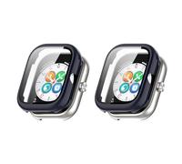 QINOUK Hard PC Case for Honor Choice Haylou Watch with Built in Tempered Glass, [2-Pack] All Around Anti-Scratch Protective Case Compatible with Honor Choice Haylou Watch-Blue