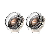 QINOUK Hard PC Case for Huawei Watch 4 Pro Space Edition with Built in Tempered Glass, [2-Pack] All Around Anti-Scratch Protective Case Compatible with Huawei Watch 4 Pro Space Edition-Clear