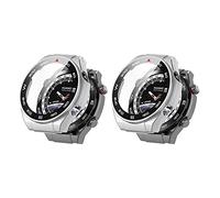 QINOUK Hard PC Case for Huawei Watch Ultimate with Built in Tempered Glass, [2-Pack] All Around Anti-Scratch Protective Case Compatible with Huawei Watch Ultimate-Silver