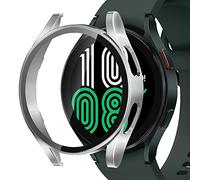 QINOUK Hard PC Case for Samsung Galaxy Watch 5 44mm with Built in Tempered Glass Screen Protector,[Anti-drop] All Around Protection,Anti-Scratch Protection Case for Galaxy Watch 5 44mm-Silver