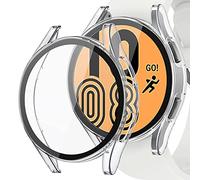 QINOUK Hard PC Case for Samsung Galaxy Watch 5 44mm with Built in Tempered Glass Screen Protector,[Anti-drop] All Around Protection,Anti-Scratch Protection Case for Galaxy Watch 5 44mm-Clear