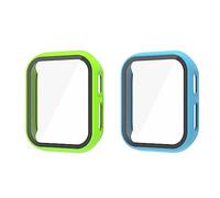QINOUK Hard PC Case for Xplora X6 Play with Built in Tempered Glass, [2-Pack] All Around Anti-Scratch Protective Case Compatible with Xplora X6 Play-Green Blue