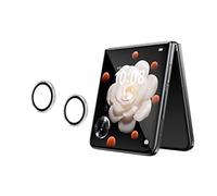 QINOUK Lens Protector for Honor Magic V Flip, [2 Holes] Aluminum Alloy Lens Cover, HD Tempered Glass Camera Protective Film, [Anti-Scratch] for Honor Magic V Flip-Silver