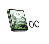 QINOUK Lens Protector for Motorola Razr 50 Ultra, [2 Holes] Aluminum Alloy Lens Cover, HD Tempered Glass Camera Protective Film, [Anti-Scratch] for Motorola Razr 50 Ultra-Black