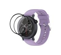 QINOUK Silicone Strap for CMF by Nothing Watch Pro 2, [Breathable] Soft Silicone Replacement Band, [2 Pack] Screen Protective Film, for CMF Watch Pro 2-Purple