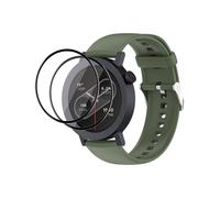 QINOUK Silicone Strap for CMF by Nothing Watch Pro 2, [Breathable] Soft Silicone Replacement Band, [2 Pack] Screen Protective Film, for CMF Watch Pro 2-Dark green