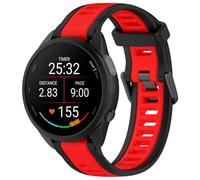 QINOUK Silicone Strap for Garmin Forerunner 165, [Breathable] Soft Silicone Sport Replacement Strap, Two-tone Strap, Adjustable Design, for Garmin Forerunner 165-Black Red