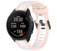 QINOUK Silicone Strap for Garmin Forerunner 165, [Breathable] Soft Silicone Sport Replacement Strap, Two-tone Strap, Adjustable Design, for Garmin Forerunner 165-White Pink