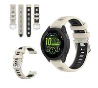 QINOUK Silicone Strap for Garmin Forerunner 265, [Breathable] Soft Silicone Sport Replacement Strap, Two-tone Strap, Adjustable Design, for Garmin Forerunner 265-Ivory white