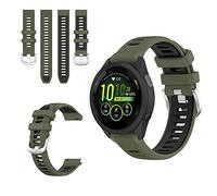 QINOUK Silicone Strap for Garmin Forerunner 265, [Breathable] Soft Silicone Sport Replacement Strap, Two-tone Strap, Adjustable Design, for Garmin Forerunner 265-Dark green