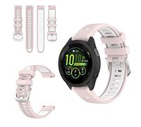 QINOUK Silicone Strap for Garmin Forerunner 265, [Breathable] Soft Silicone Sport Replacement Strap, Two-tone Strap, Adjustable Design, for Garmin Forerunner 265-White Pink