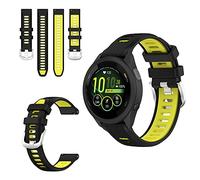 QINOUK Silicone Strap for Garmin Forerunner 265, [Breathable] Soft Silicone Sport Replacement Strap, Two-tone Strap, Adjustable Design, for Garmin Forerunner 265-Black Yellow