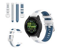 QINOUK Silicone Strap for Garmin Forerunner 265s, [Breathable] Soft Silicone Sport Replacement Strap, Two-tone Strap, Adjustable Design, for Garmin Forerunner 265s-White Blue