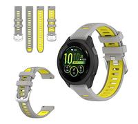 QINOUK Silicone Strap for Garmin Forerunner 265s, [Breathable] Soft Silicone Sport Replacement Strap, Two-tone Strap, Adjustable Design, for Garmin Forerunner 265s-Gray Yellow