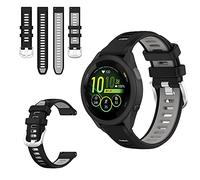 QINOUK Silicone Strap for Garmin Forerunner 265s, [Breathable] Soft Silicone Sport Replacement Strap, Two-tone Strap, Adjustable Design, for Garmin Forerunner 265s-Black Gray