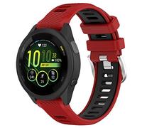 QINOUK Silicone Strap for Garmin Forerunner 265s, [Breathable] Soft Silicone Sport Replacement Strap, Two-tone Strap, Adjustable Design, for Garmin Forerunner 265s-Red