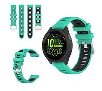 QINOUK Silicone Strap for Garmin Forerunner 265s, [Breathable] Soft Silicone Sport Replacement Strap, Two-tone Strap, Adjustable Design, for Garmin Forerunner 265s-Teal Green